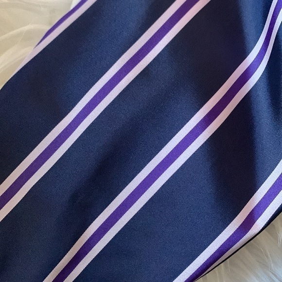 BANANA Republic Long-sleeve One Shoulder Striped Blouse - Purple/Navy Combo - Picture 6 of 13